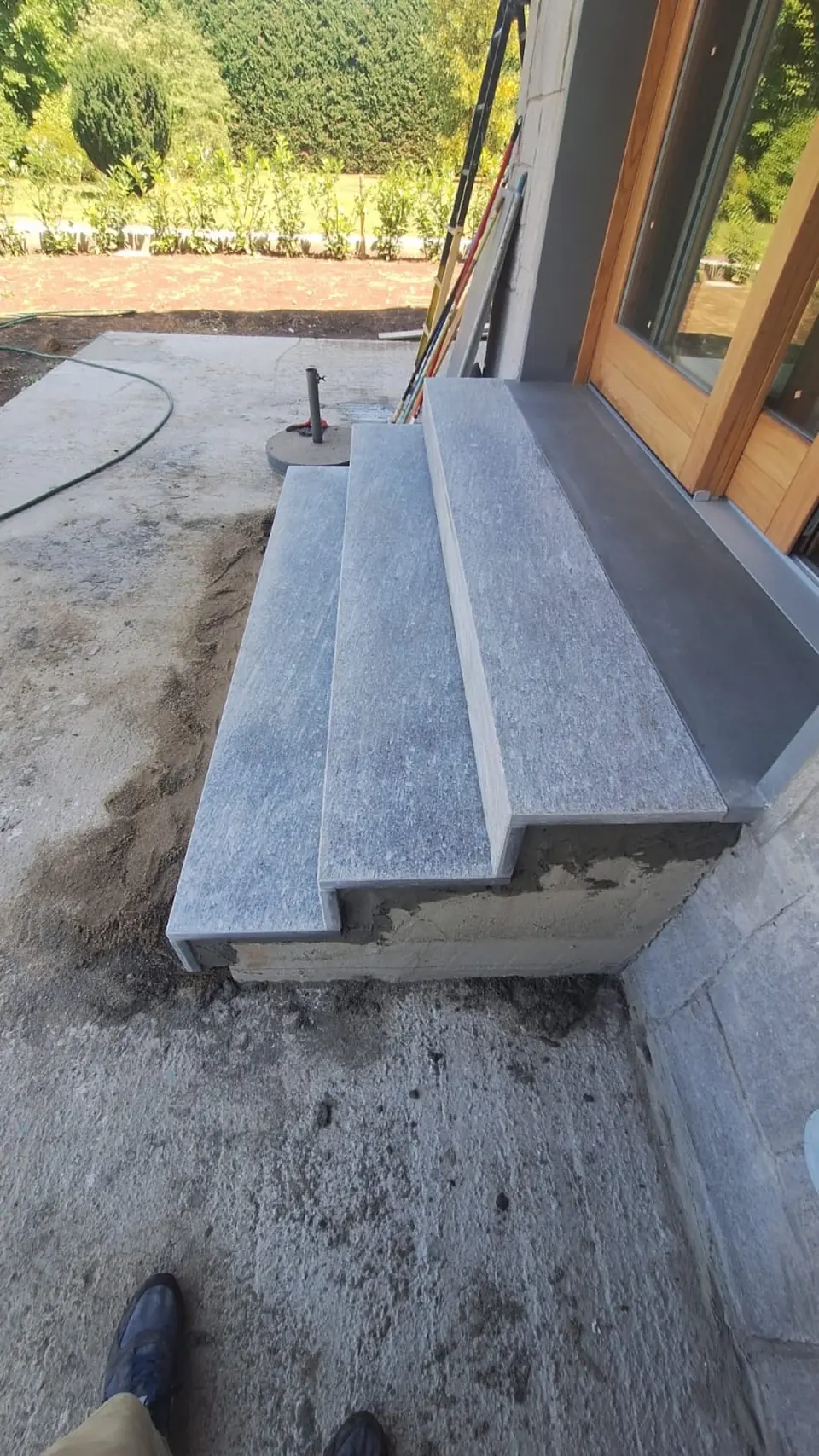 Completed outdoor stone staircase
