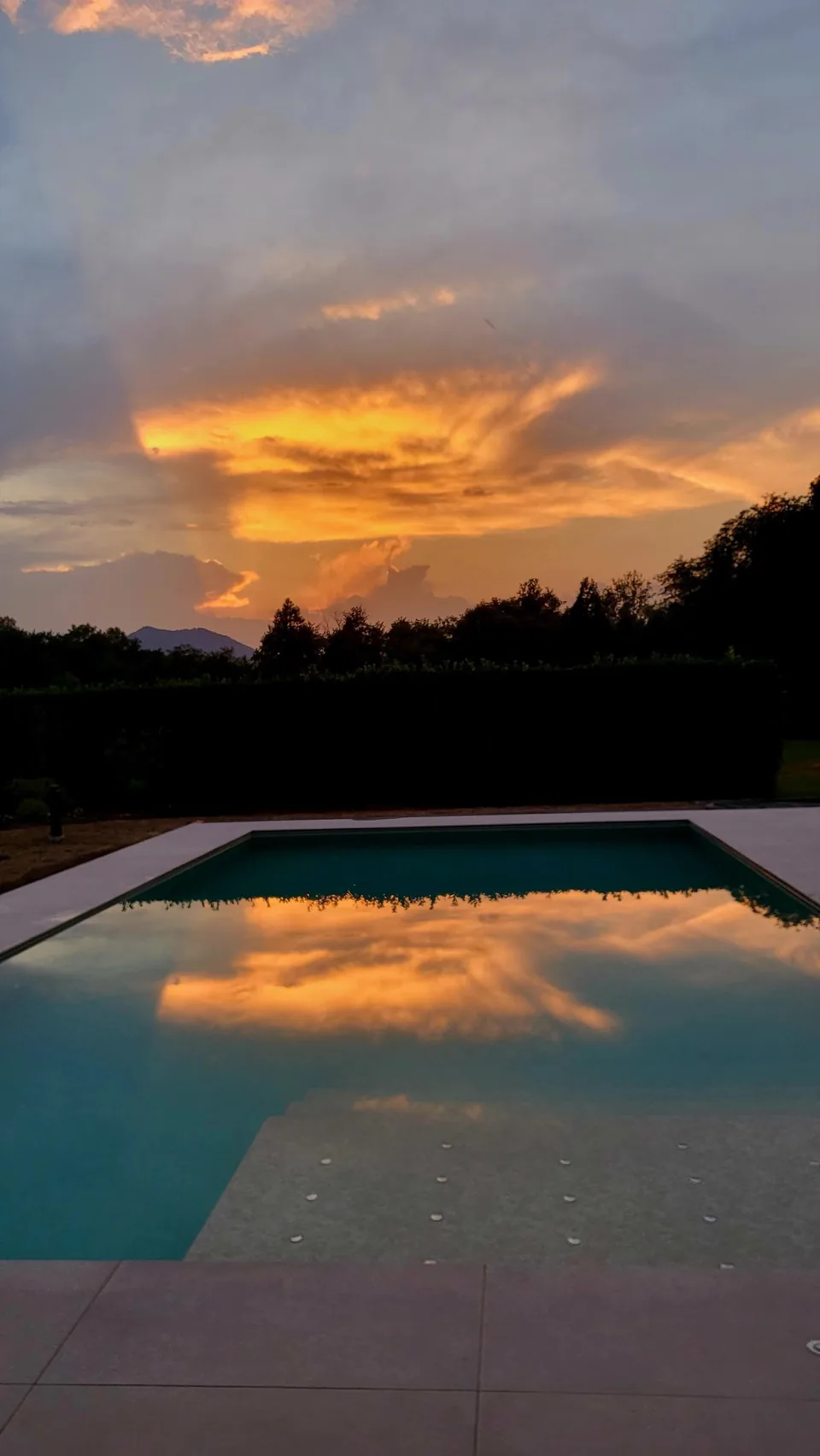 Completed pool at sunset