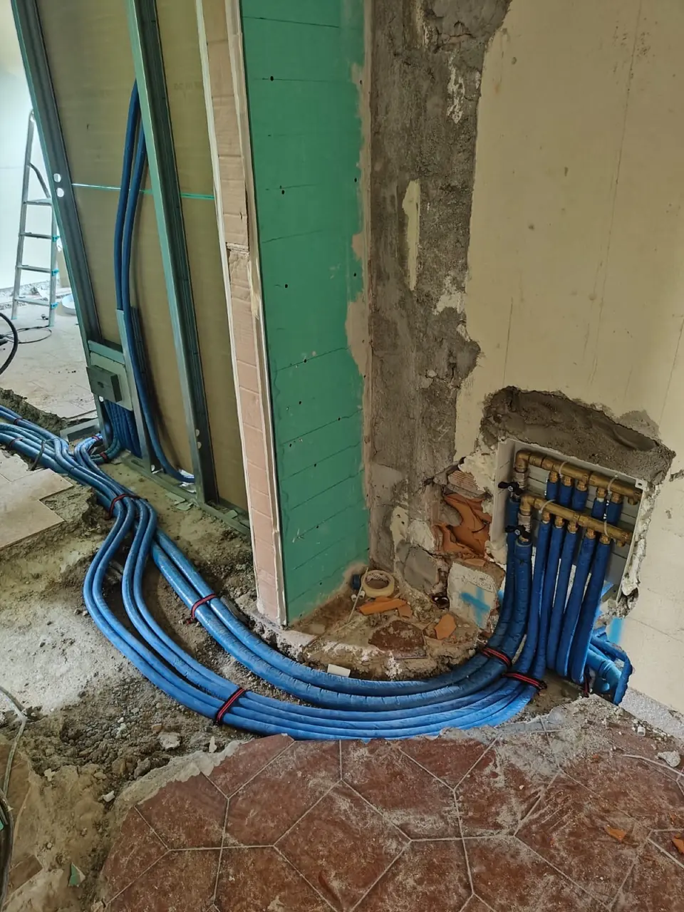 New plumbing pipework during works